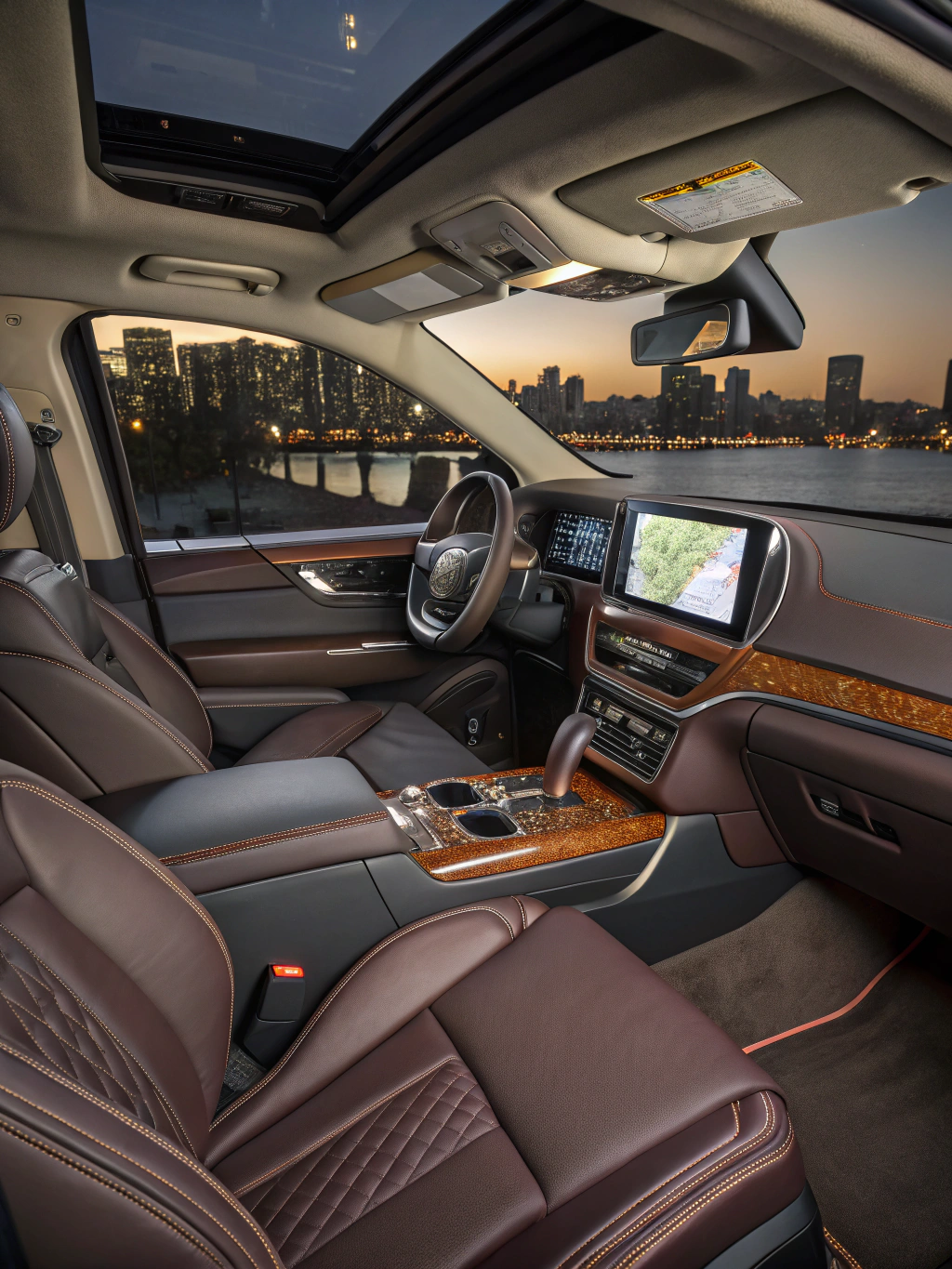 Interior of a premium luxury SUV with leather seating