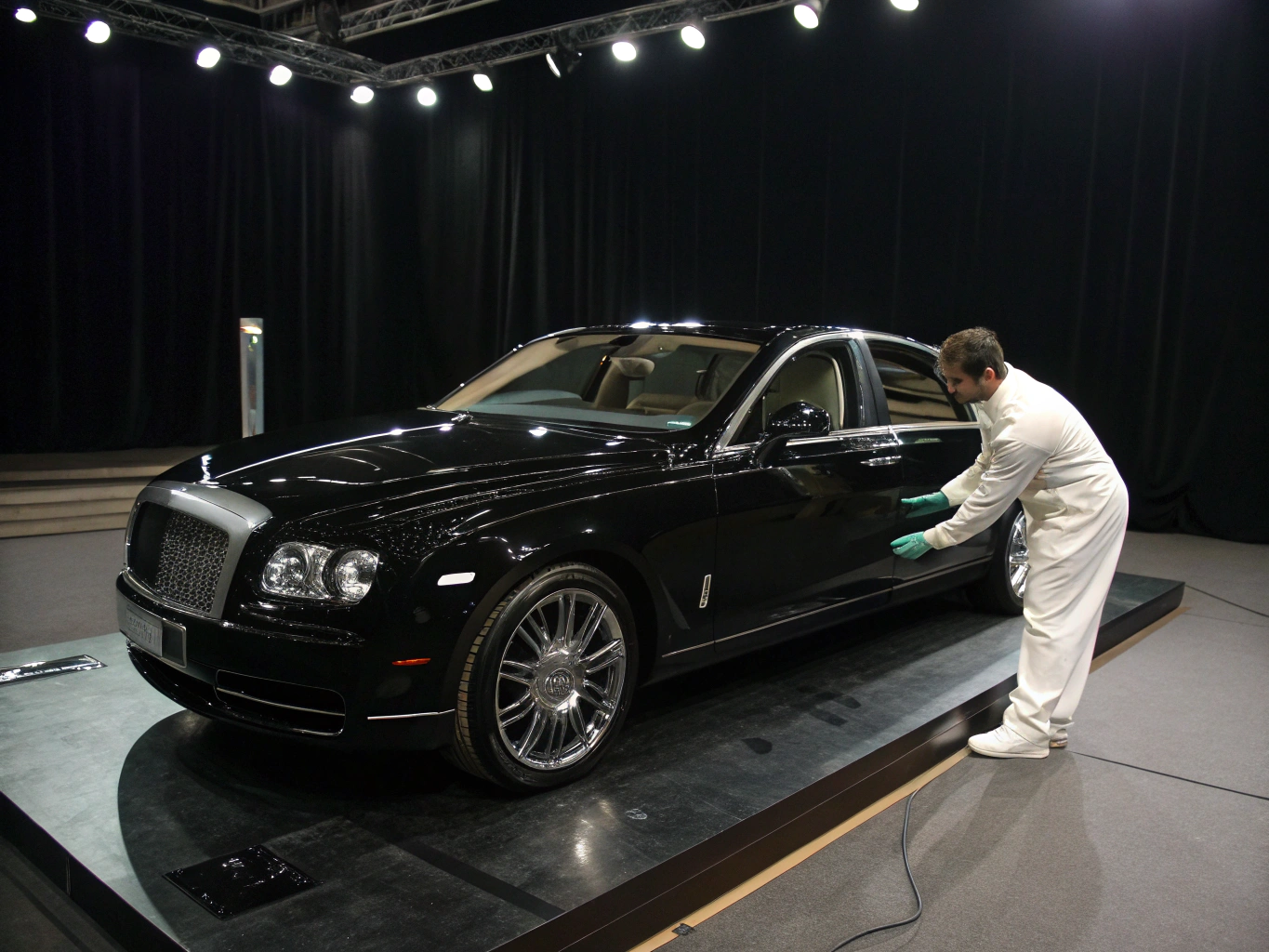 Luxury SUV being detailed for service